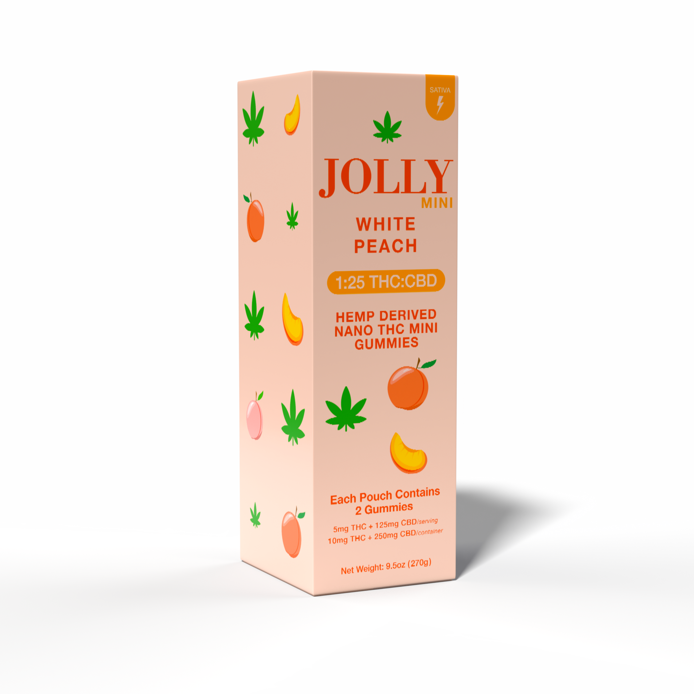 5 MG WHITE PEACH GUMMIES - JOLLY