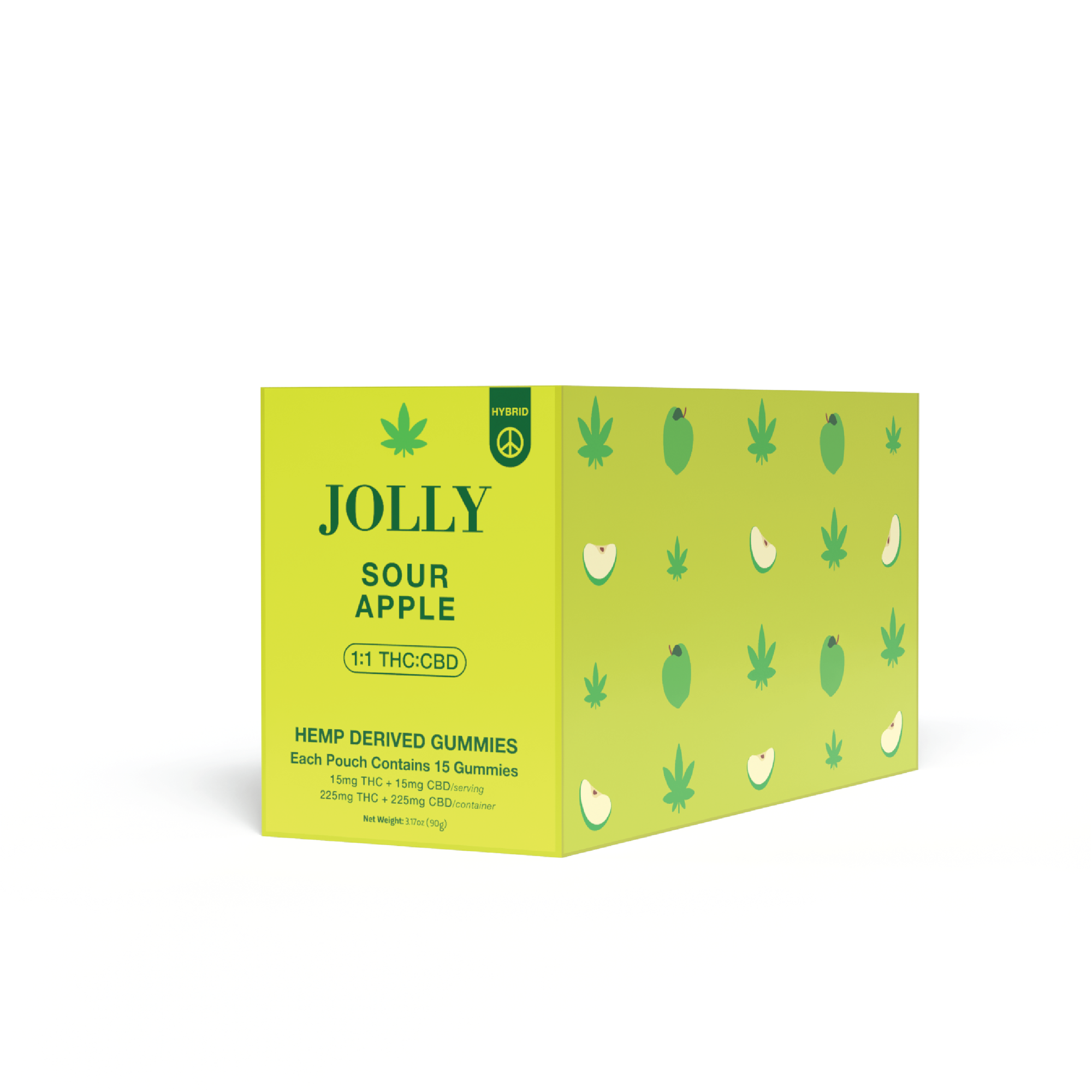 SOUR APPLE DISPLAY OF 15 COUNT POUCHES - 150 GUMMIES