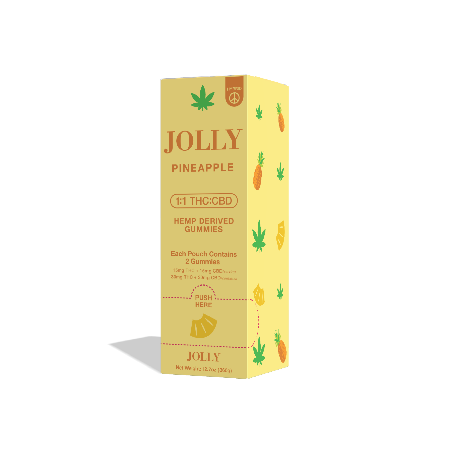 PINEAPPLE DISPLAY OF 2 COUNT POUCHES - 60 GUMMIES
