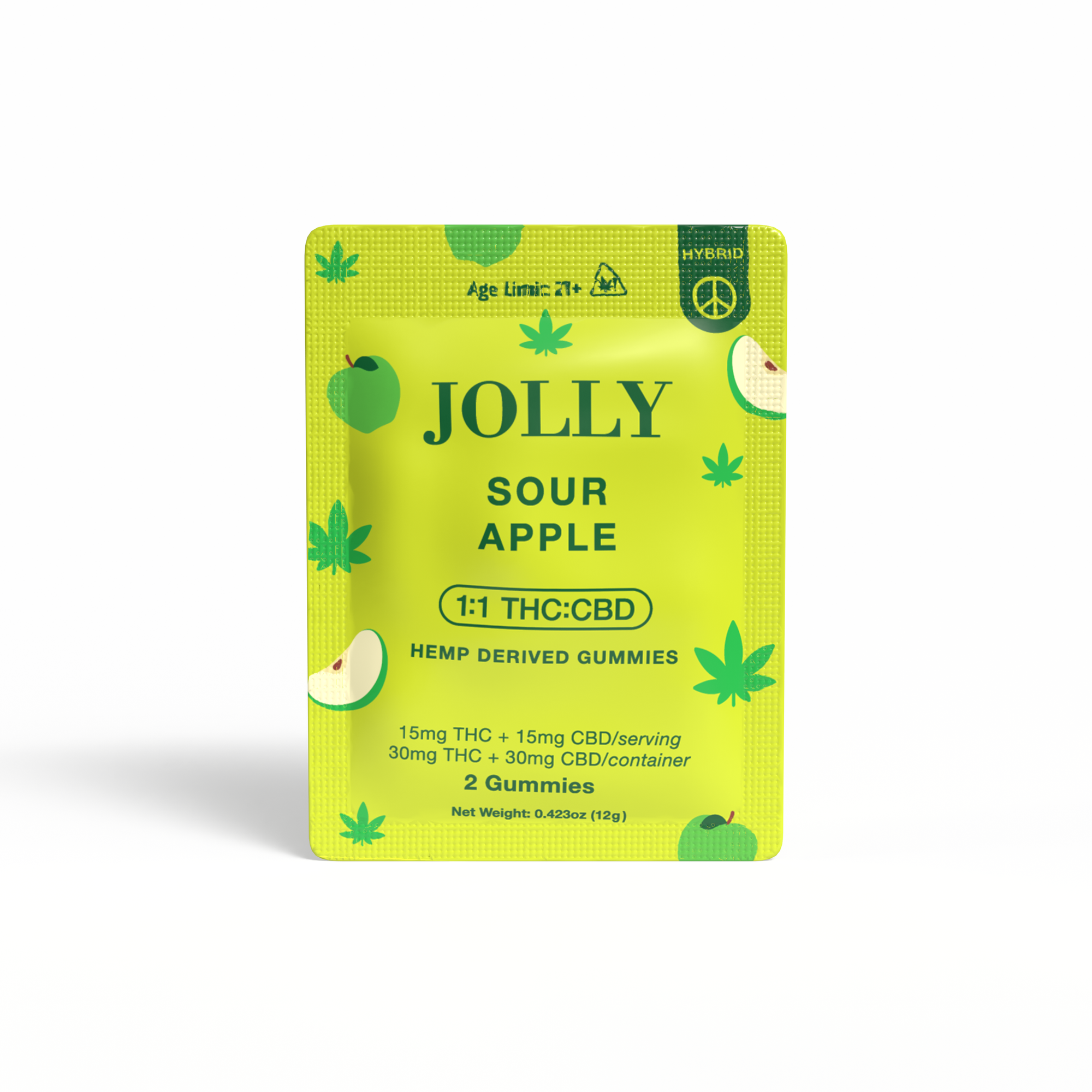 SOUR APPLE 2 COUNT GUMMIES 1:1 THC:CBD