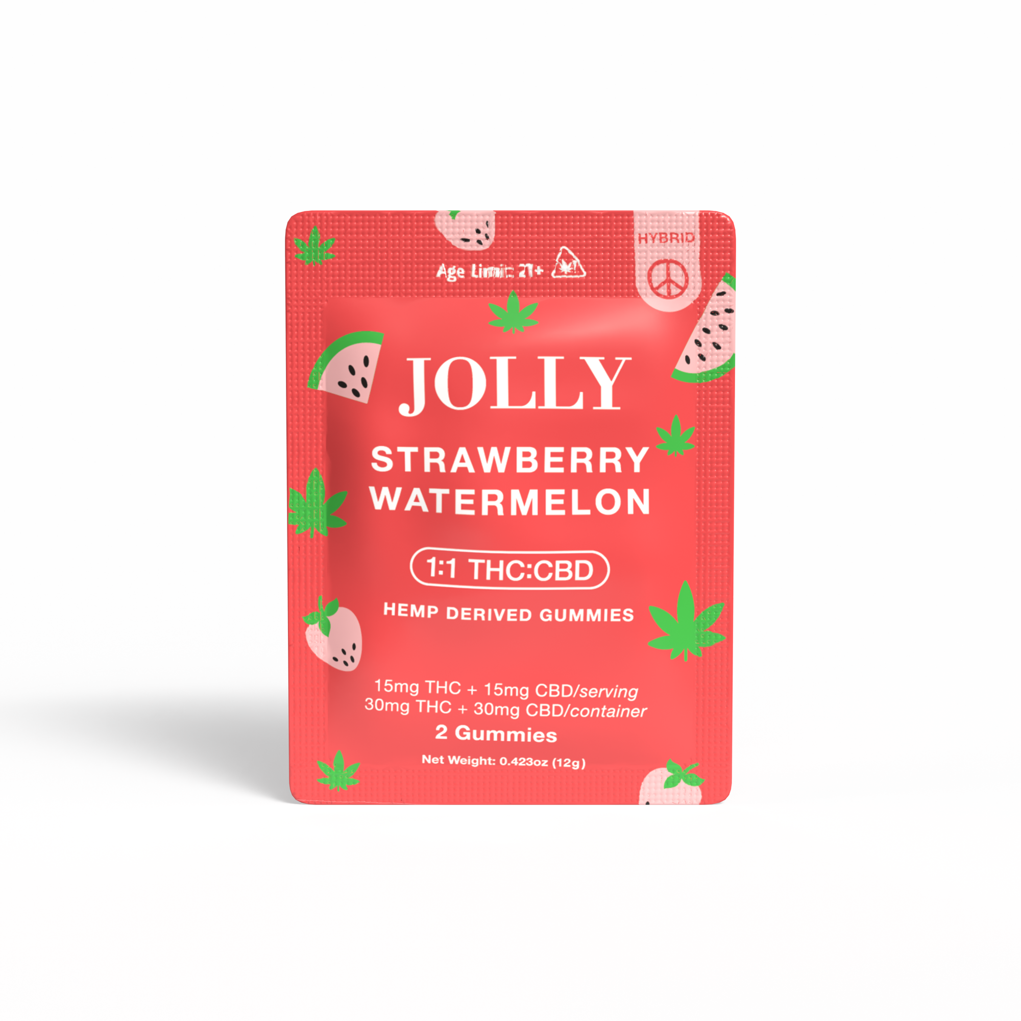 STRAWBERRY WATERMELON 2 COUNT GUMMIES 1:1 THC:CBD