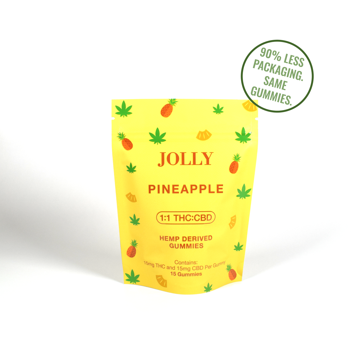 JOLLY Pineapple 1:1 THC:CBD Gummies 15 Count Pouch