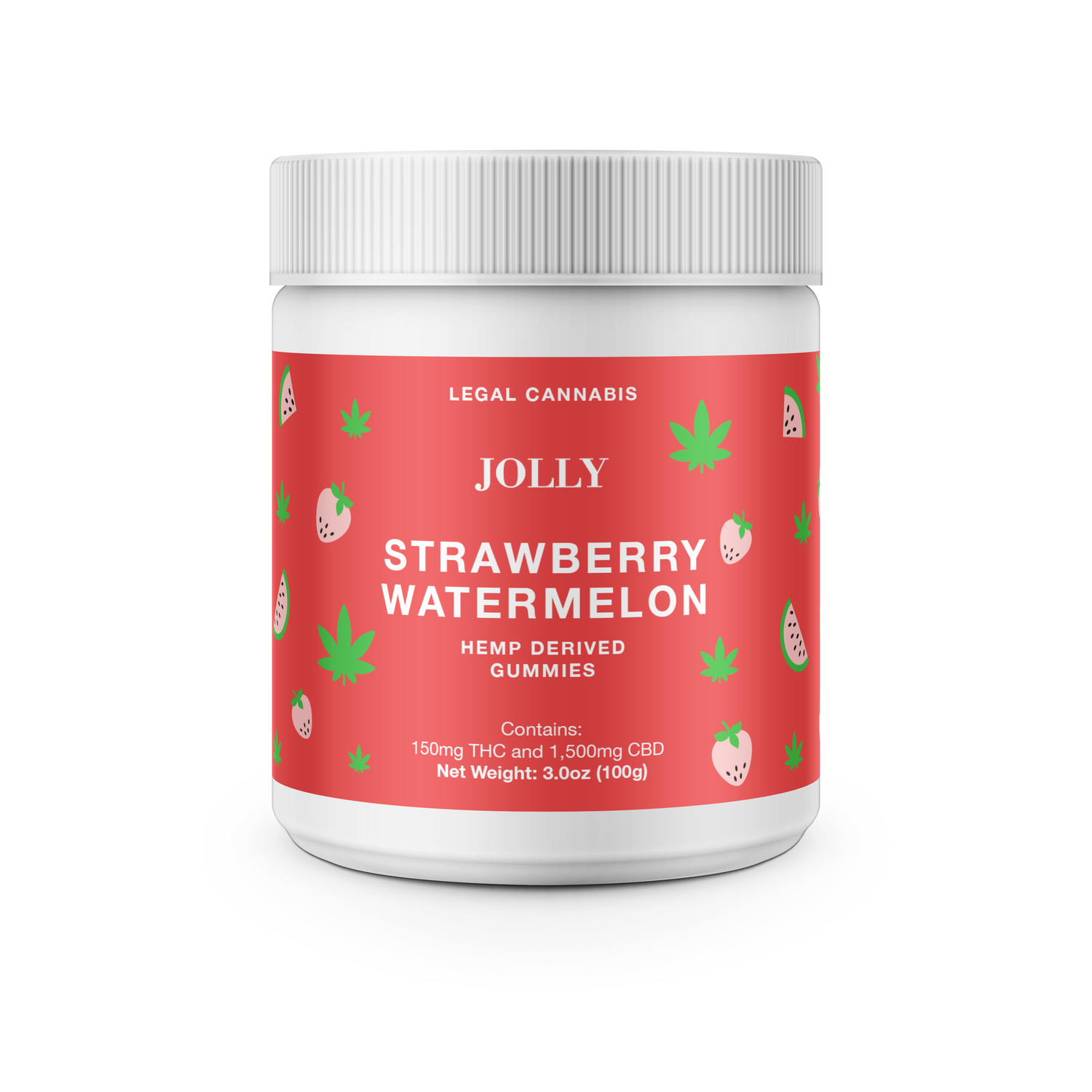 JOLLY Strawberry Watermelon CBD Focused Gummies 15 Count Jar