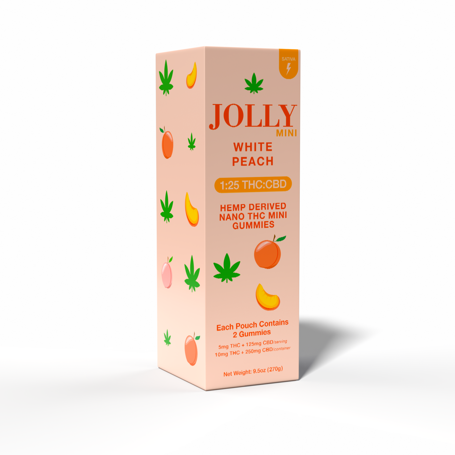 JOLLY 1:25 THC:CBD White Peach Gummies