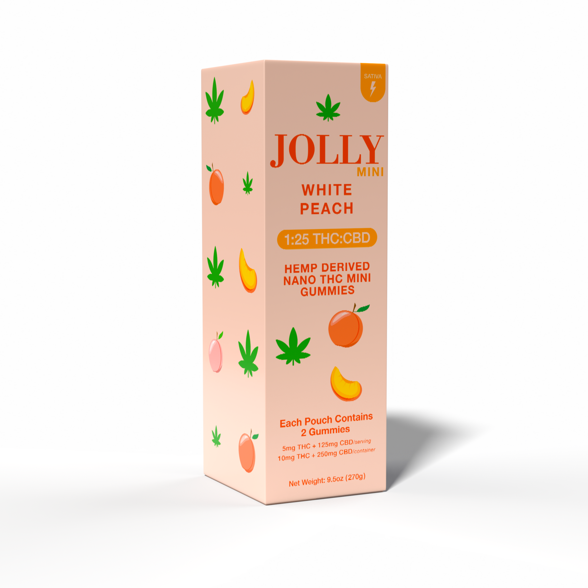 5 MG WHITE PEACH GUMMIES - JOLLY