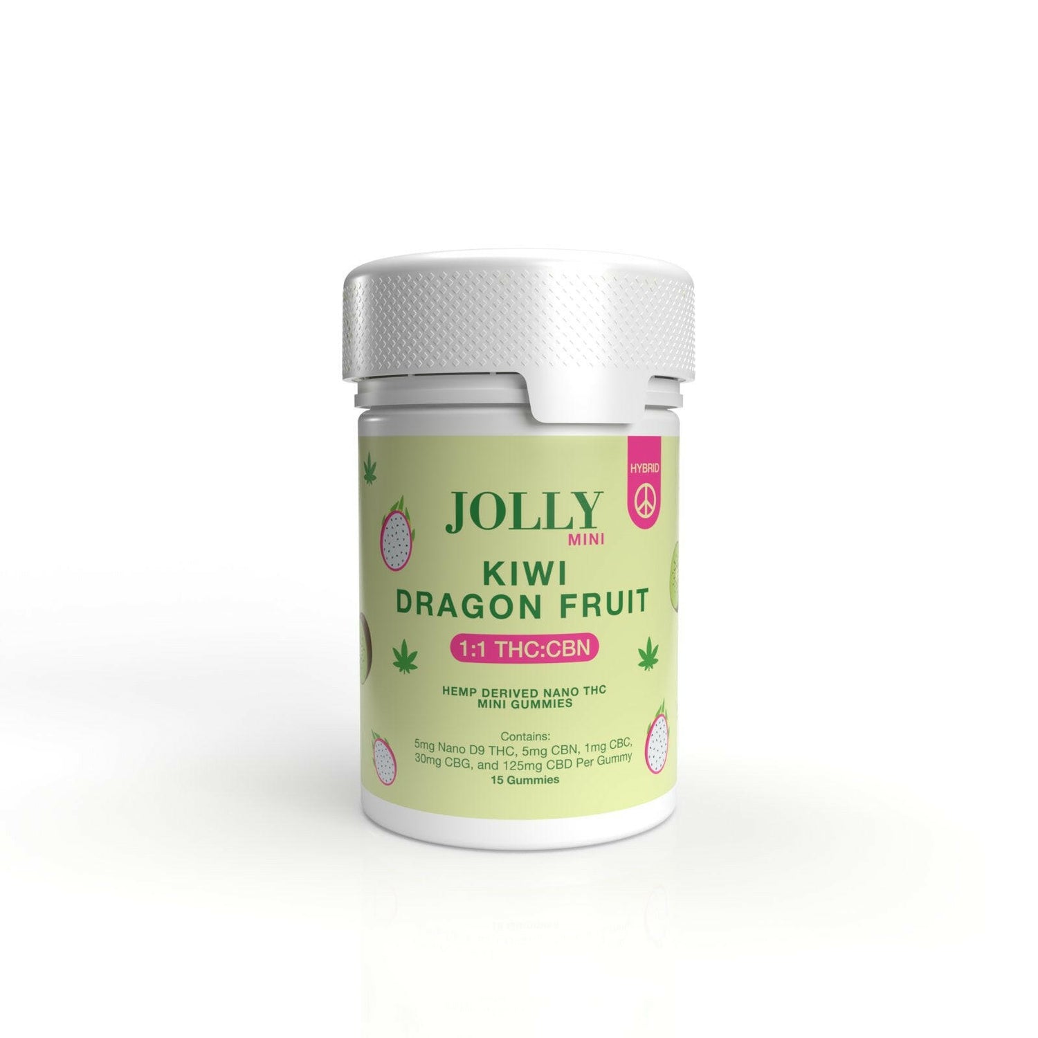 JOLLY Kiwi Dragon Fruit 1:25 THC:CBD Gummies 15 Count Jar