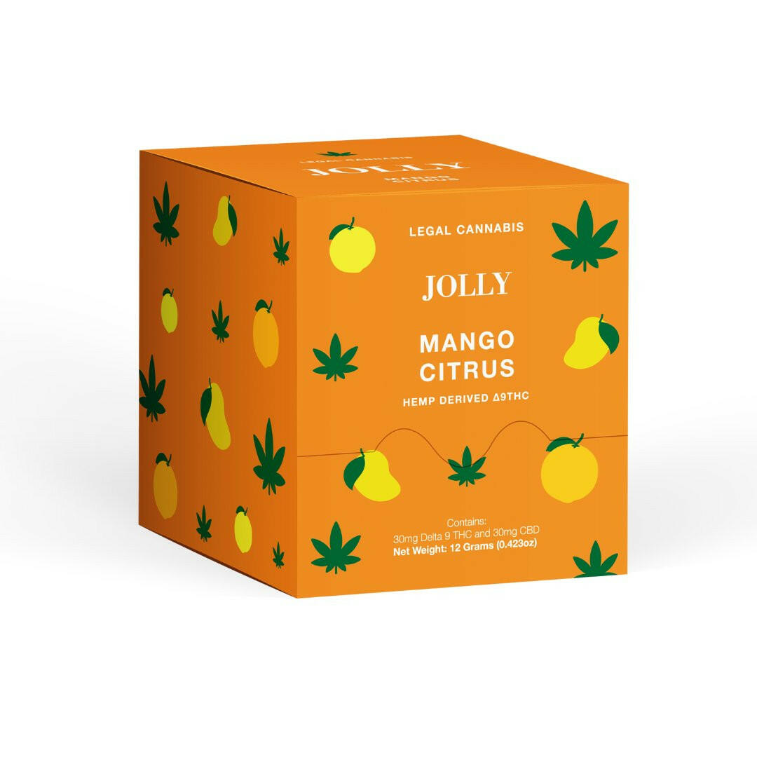 JOLLY Mango Citrus 1:1 THC:CBD Gummies 30 Count Box of 2-Packs