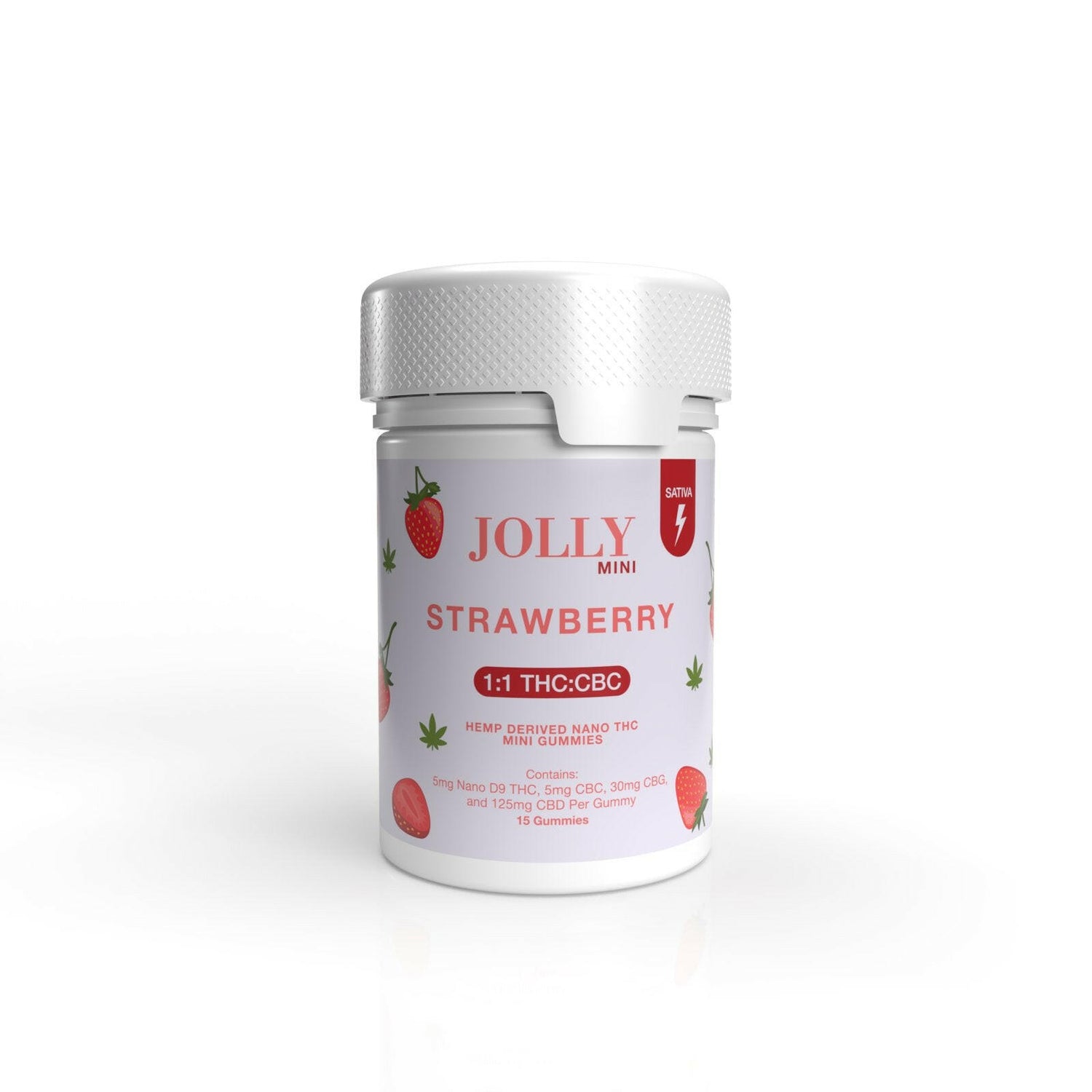 JOLLY Strawberry 1:25 THC:CBD Gummies 15 Count Jar